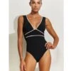 Maillot Une Pièce Noir Décolleté En V Metrics -Chic Plage Boutique 1p metrics p face