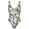 Watercult Maillot De Bain Une Pièce Avec Mousses Fleuri Fond Blanc Exotic Drive