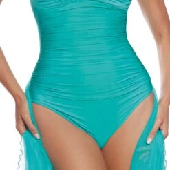 Maillot De Bain Une Piece Bustier Uni Linda -Chic Plage Boutique LINDA TURQ