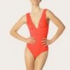 Maillot De Bain Une Pièce Triangle Uni Maider -Chic Plage Boutique MAIDER ORANGE FACE