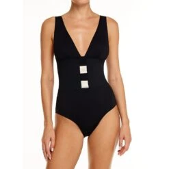 Maillot De Bain Une Pièce Décolleté En V Noir Nairobi -Chic Plage Boutique NAIROBI FACE