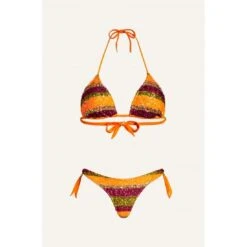 Maillot 2 Pièces Triangle Coulissant Avec Paillettes Orange Riga -Chic Plage Boutique RIGA 2P