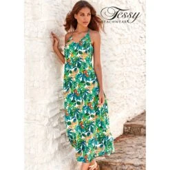 Robe Longue Fluide De Plage Imprimé Cris