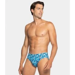 Slip De Bain Imprimé Bleu Tarara