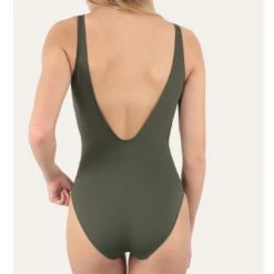 Maillot De Bain Une Pièce Coupé Sous Poitrine Uni Addict -Chic Plage Boutique addict 1p dos