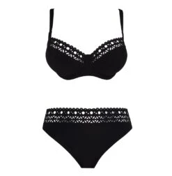 Maillot De Bain Deux Pièces Bonnets Profonds Ajourage Couture -Chic Plage Boutique ajourage couture noir 2p