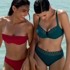 Maillot De Bain Deux Pièces Bonnets Profonds Ajourage Couture -Chic Plage Boutique ajourage couture vert p2