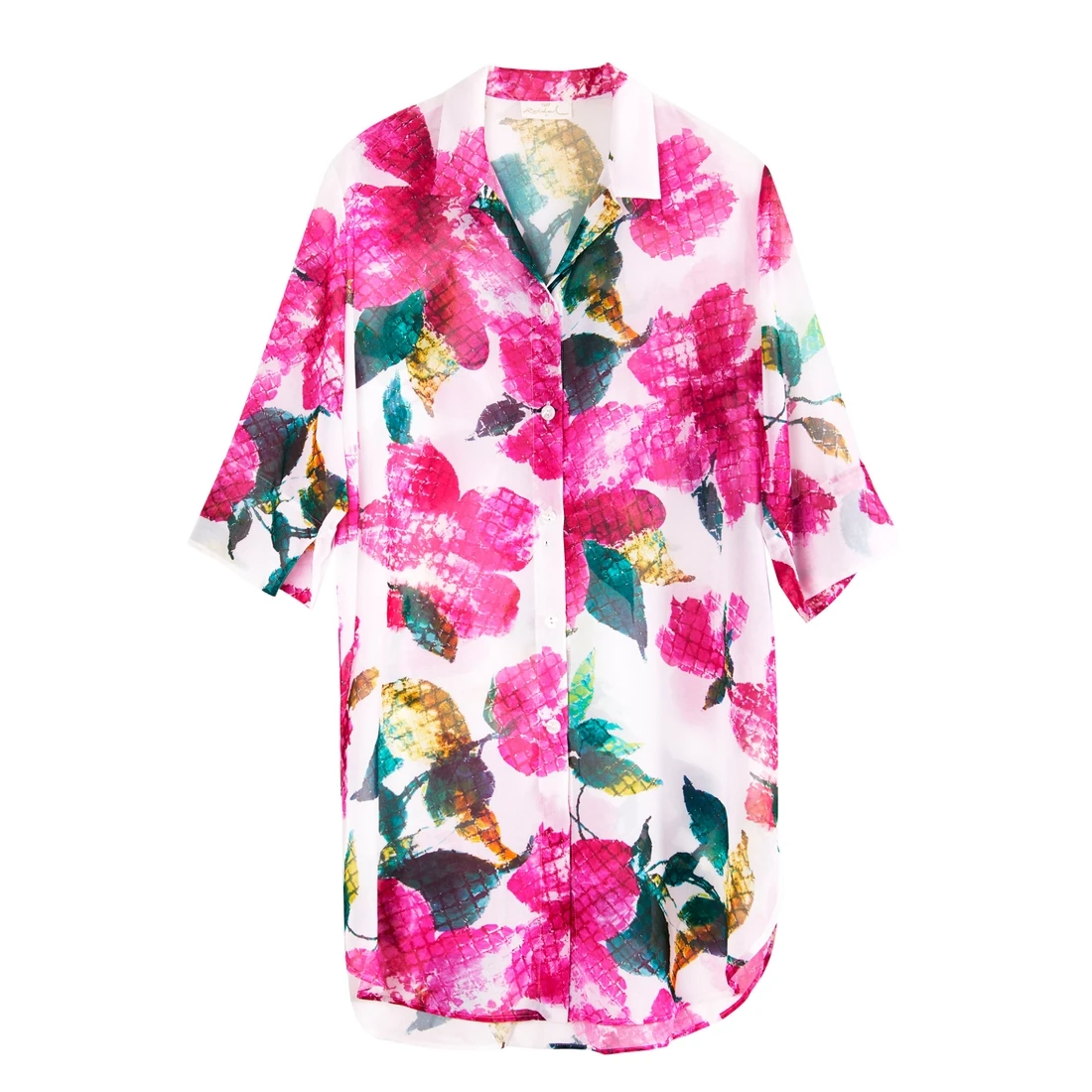 Chemise Fleuri Fond Blanc Angela 6 Chemise Fleuri Fond Blanc Angela – Image 4