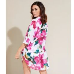 Chemise Fleuri Fond Blanc Angela 8 Chemise Fleuri Fond Blanc Angela -Chic Plage Boutique angela3