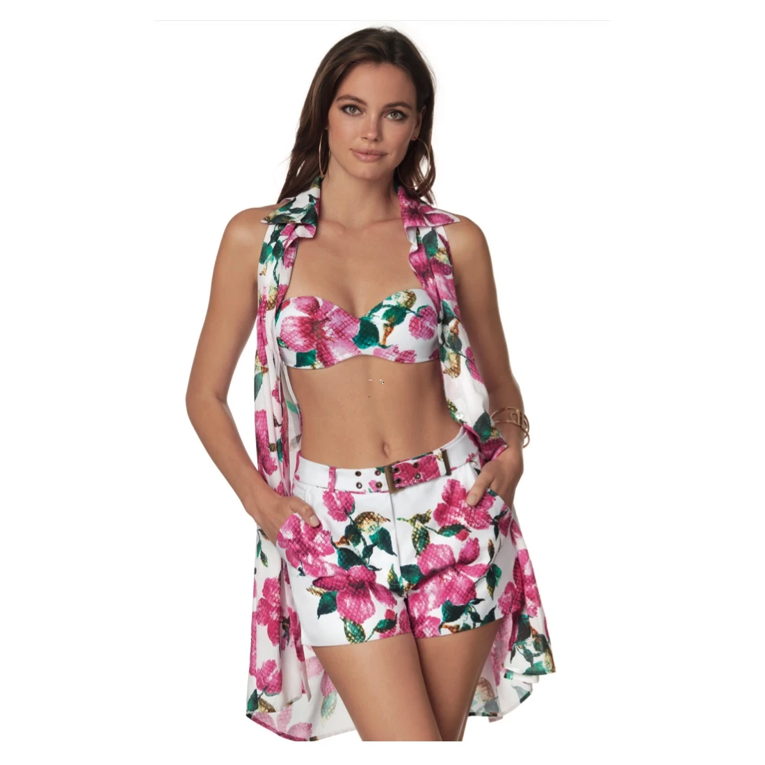 Chemise Sans Manches Fleuri Fond Blanc Ari 3 Chemise Sans Manches Fleuri Fond Blanc Ari