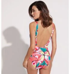 Maillot De Bain 1 Pièces Avec Mousses Drapé Fleuri Dalila 5 Maillot De Bain 1 Pièces Avec Mousses Drapé Fleuri Dalila -Chic Plage Boutique dalila dos