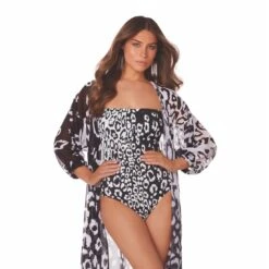 Maillot De Bain 1 Pièce Bustier Noir Et Blanc Kamoa