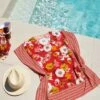 Poncho De Plage Fleuri Rouge Lilia -Chic Plage Boutique lilia tunique