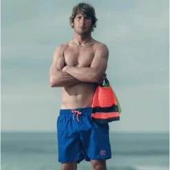 WATTS Short De Bain Uni Pour Hommes Line Up -Chic Plage Boutique line up bleu p