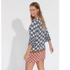 Tunique De Plage Fluide Imprimé Martina 7 Tunique De Plage Fluide Imprimé Martina -Chic Plage Boutique martina dos