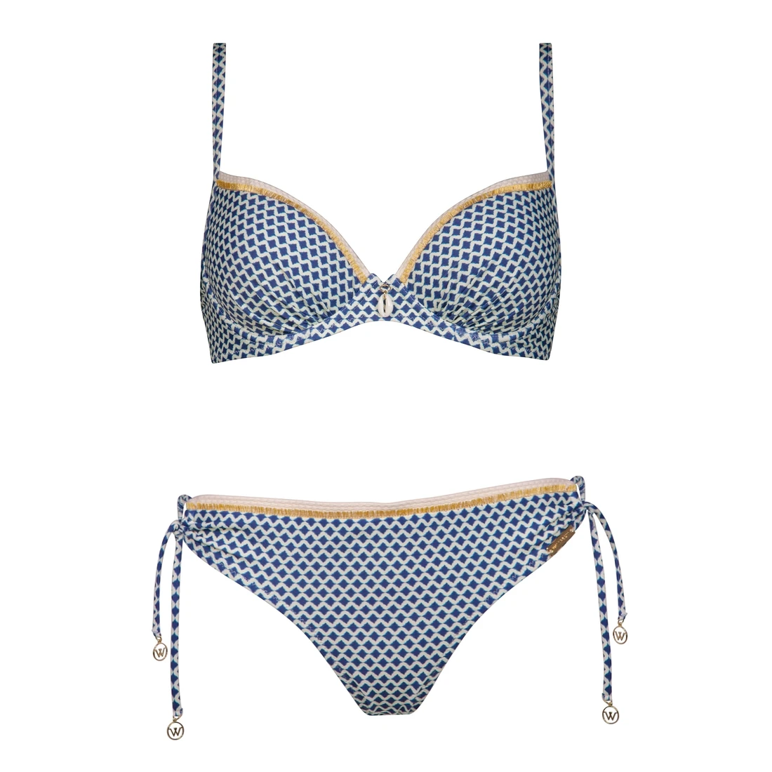 Watercult Maillot De Bain Deux Pièces Avec Coques Imprimé Bleu Et Blanc Nautic Call 3 Watercult Maillot De Bain Deux Pièces Avec Coques Imprimé Bleu Et Blanc Nautic Call