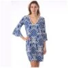 Robe Col V Haut De Gamme Imprimé Bleu Louxor 2 Robe Col V Haut De Gamme Imprimé Bleu Louxor -Chic Plage Boutique robe col V louxor