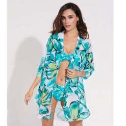 Chemise De Plage Fluide Fond Vert Sara -Chic Plage Boutique sara vert
