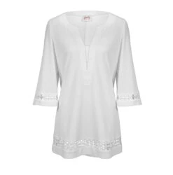 Tunique De Plage Blanche Unie Tendance
